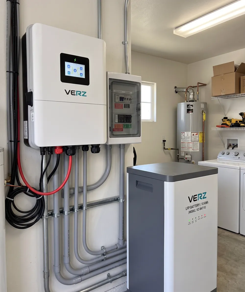 Hybrid inverter installed in a home utility room
