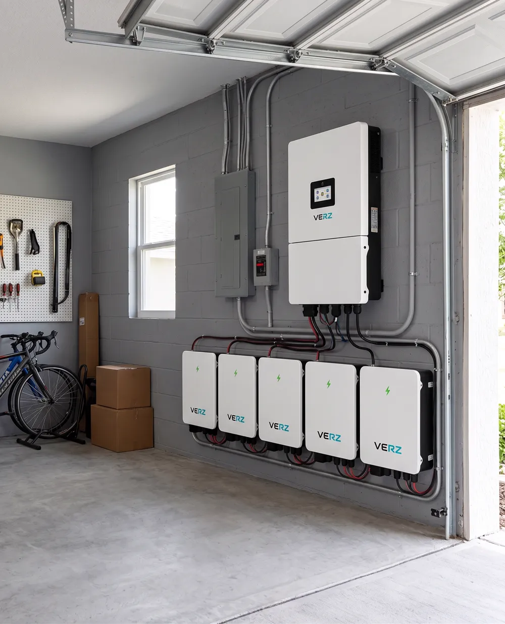 Split-phase inverter with battery modules